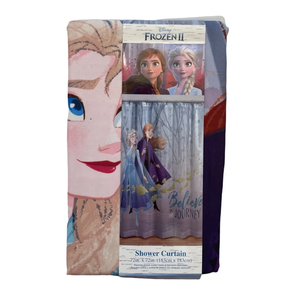 Disney Frozen II Elsa and Anna 72 x 72 Kids Fabric Shower Bathtub Curtain NEW